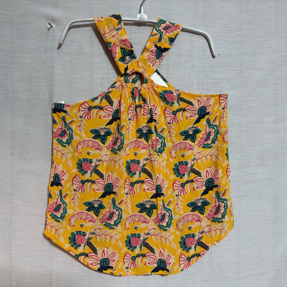 Maeve by Anthropologie Mica Floral Halter Top Ring Detail Boho Size 8